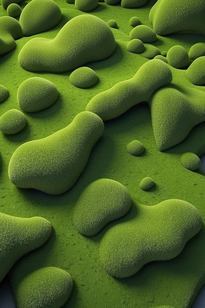 Фото Трехмерный зеленый мох на абстрактной форме