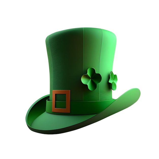 3d green Saint patrick day hat isolated on white background