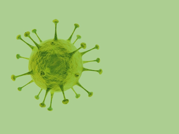 3D green tone   microscopic COVID-19 virus