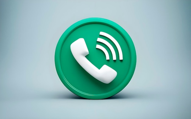 3d green and white call icon ai generated