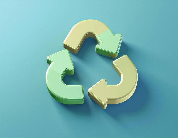 Photo 3d green and yellow recycle symbol