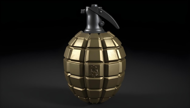 3d grenade on black background