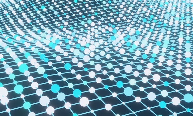 3D grid particles. Abstract science background.