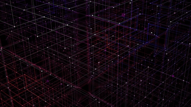 3d grid perspective concept for digital network data visualization.