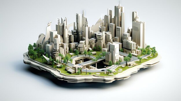3D groene stadsgezicht stad model achtergrond