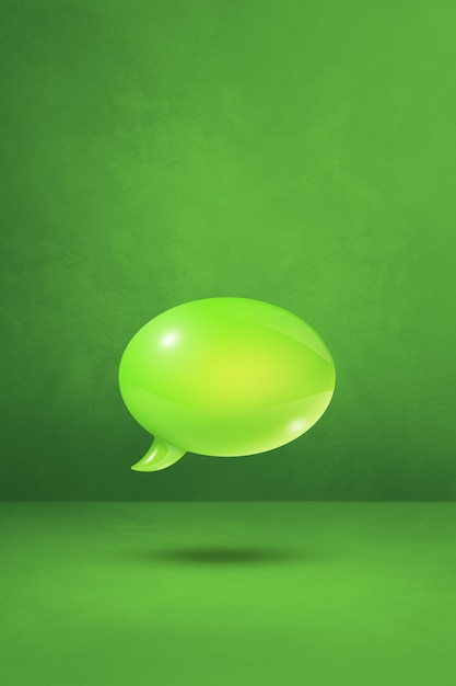 3D groene tekstballon geïsoleerd op betonnen muur verticale achtergrond