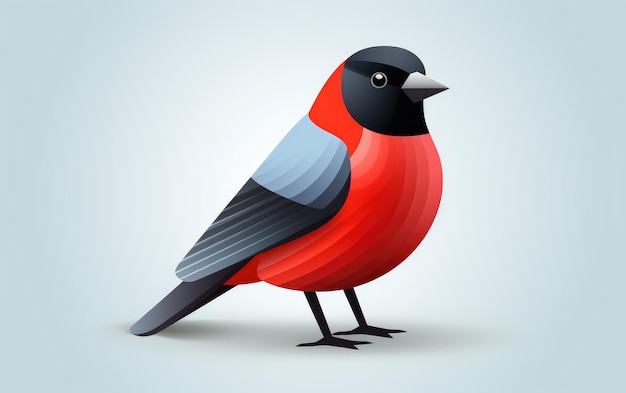 3D Grosbeak Icon in a Simple Style