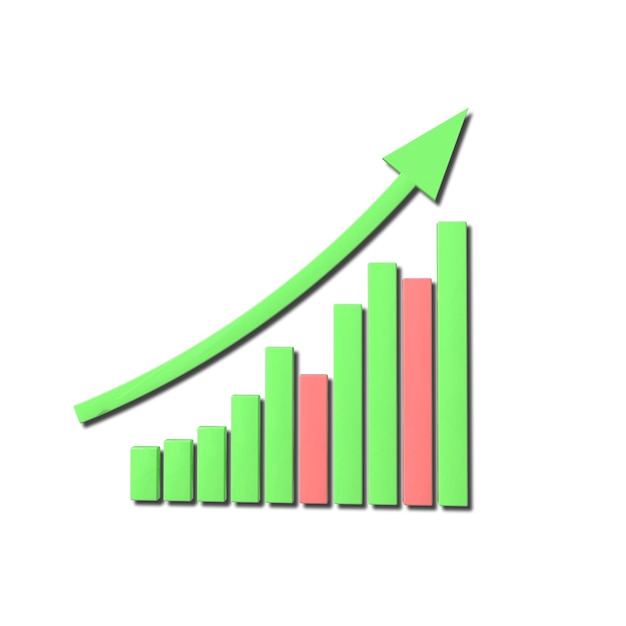 Photo 3d growing business info graphic positive growth in bar chart