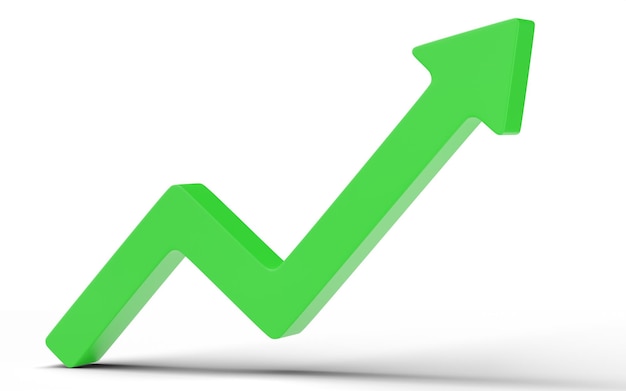 3d growth arrow isolated on white background