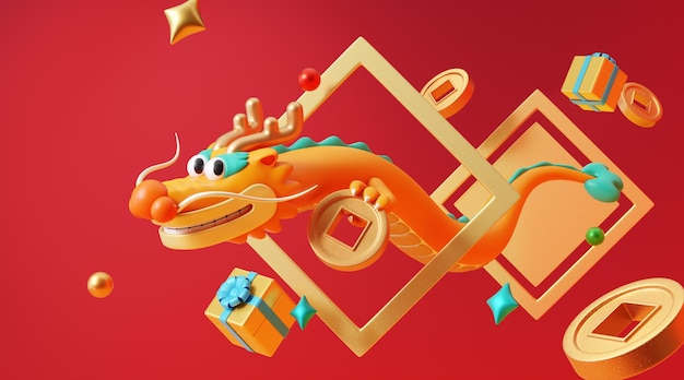 3D gunstige CNY draak achtergrond