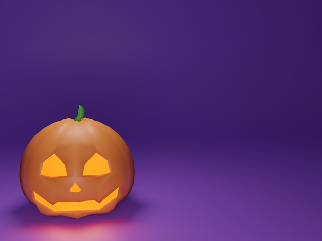 3d hallloween pumpkin in purple background