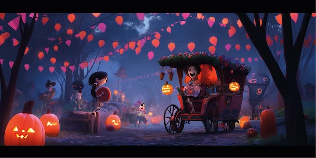 3d halloween background design