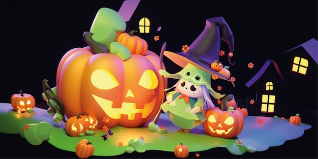 3d halloween background design