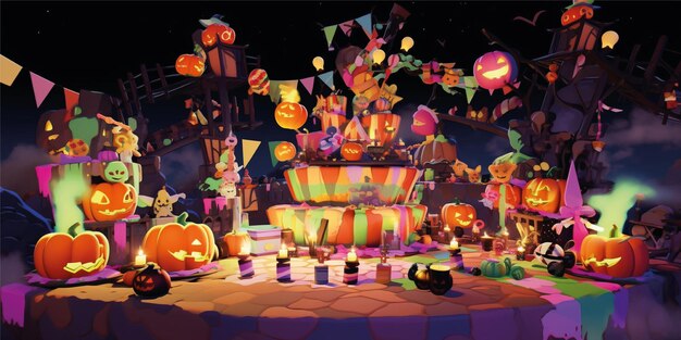 3D ハロウィーン 背景デザイン