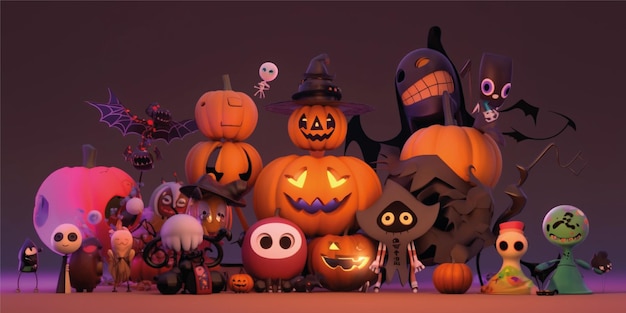 3D ハロウィーン 背景デザイン