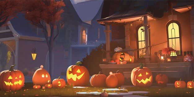 3D ハロウィーン 背景デザイン