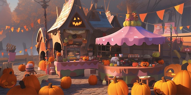 3d halloween background design