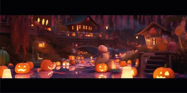 3d halloween background design