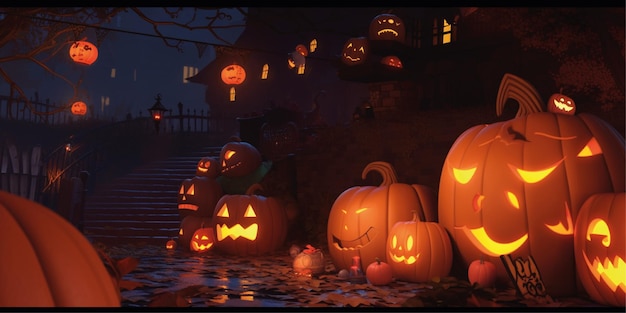 3d halloween background design