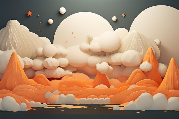 3d halloween background with clouds and moon