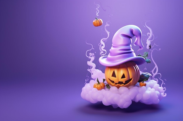 3d halloween frame background with creepy pumpkins