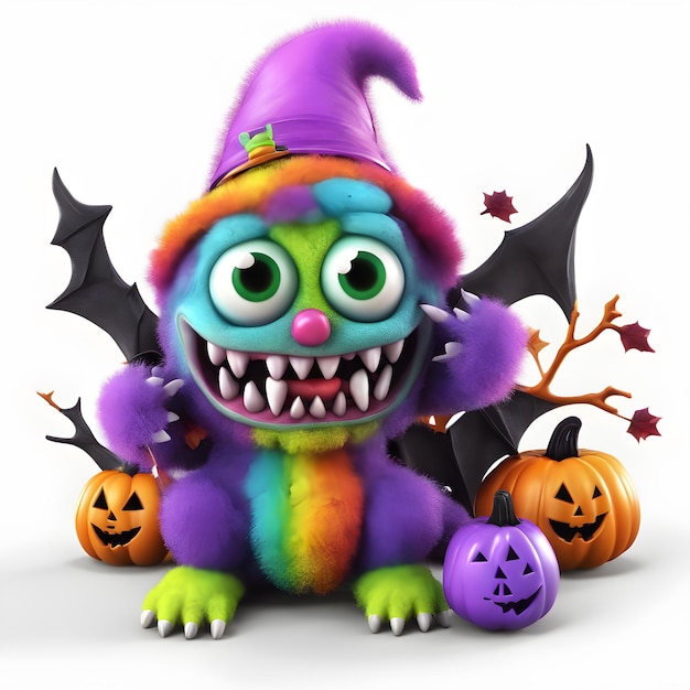 Foto 3d halloween monsters clipart happy halloween day clipart halloween day compositie generatieve ai