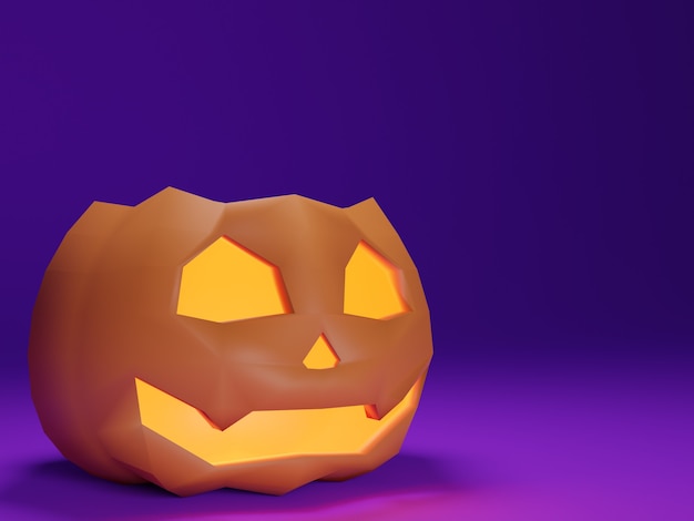 紫色の背景の3dハロウィーンのカボチャ