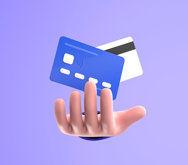 3d hand holding credit cards card payment credit card accept online payment concept 3d render