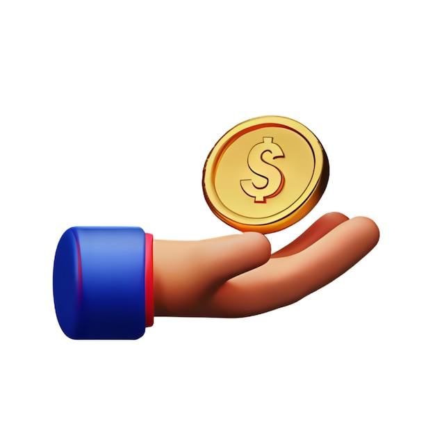 3d hand holding money