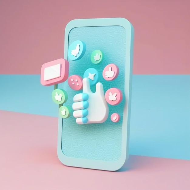 3D Hand holding phone