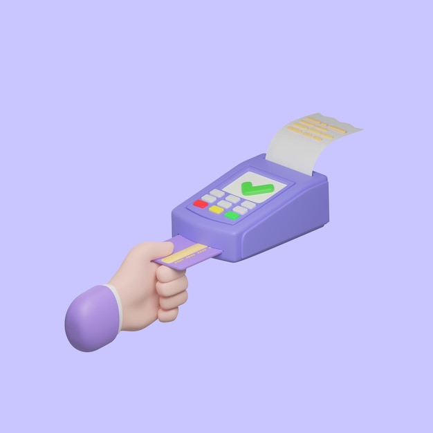 3D-hand met creditcard voor betalingssucces voor online winkelen 3d render