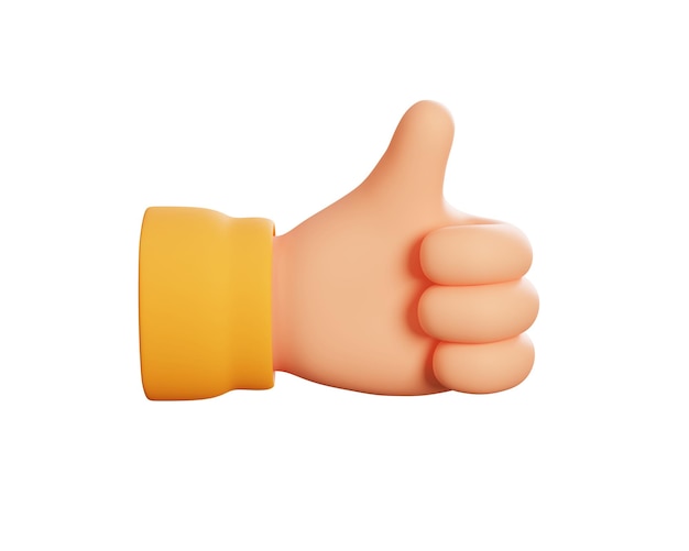 3d hand with thumbs up pose