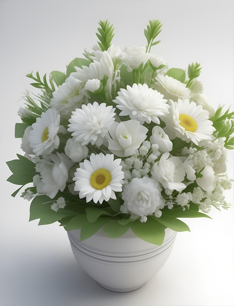 3Dハンドヘルドの花束 クリーンホワイトの背景写真