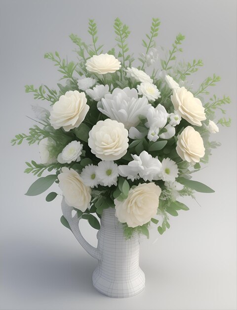 3d handheld bouquet clean white background photography