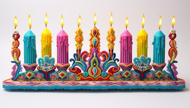 3D 한우카 메노라 다채로운 봉제