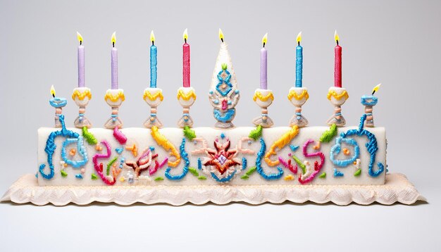 Photo 3d hanukkah menorah multicolored embroidery