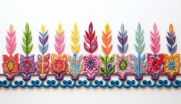 3d hanukkah menorah multicolored embroidery