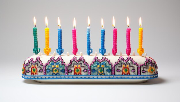 3d hanukkah menorah multicolored embroidery