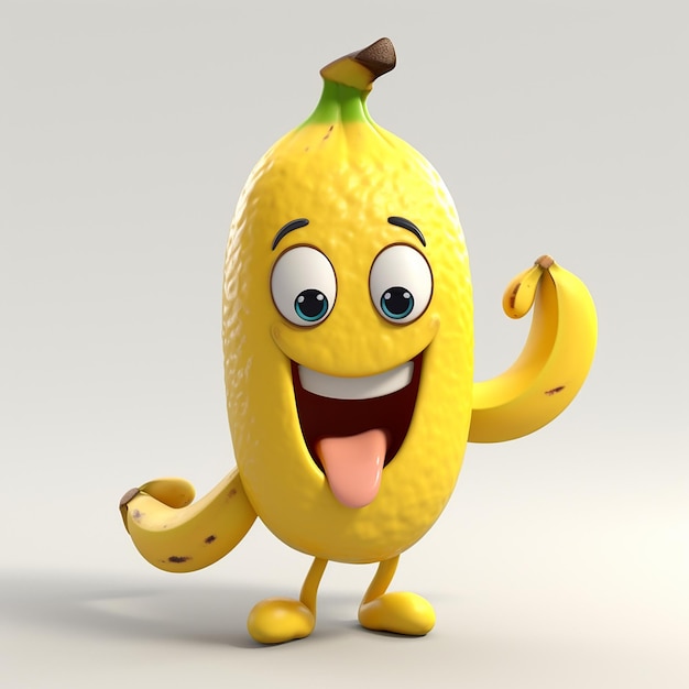 3d happy banana character