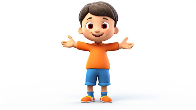 3d happy boy child character illustration isolated on white background