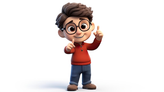 3d happy boy kind personage illustratie geïsoleerd op witte achtergrond