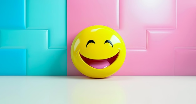 3d happy emoji with cute background