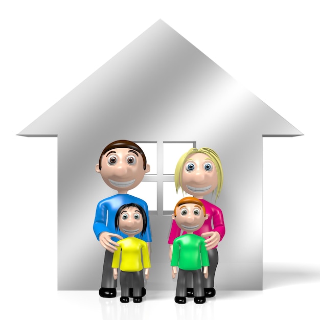 3D happy family house concept