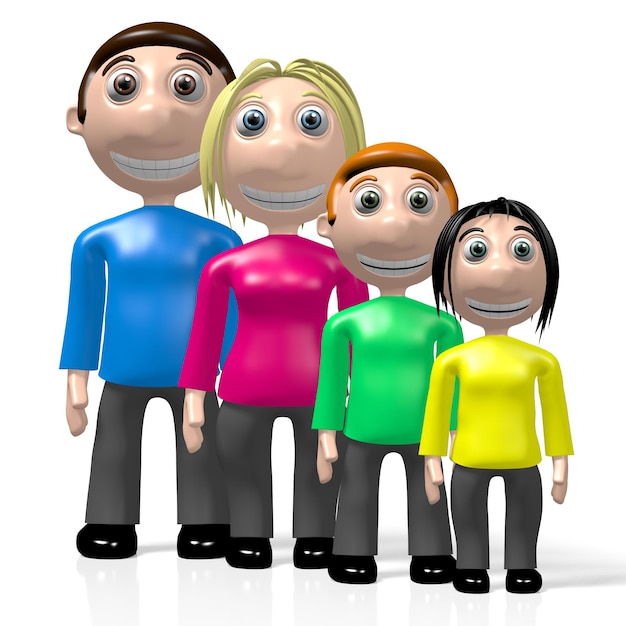 3D happy family parenting concept