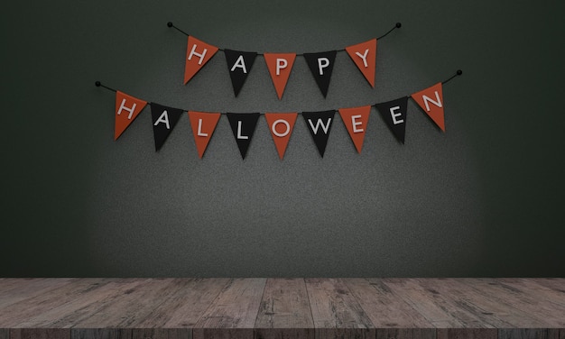 Foto 3d. banner di halloween felice per la decorazione domestica di halloween.