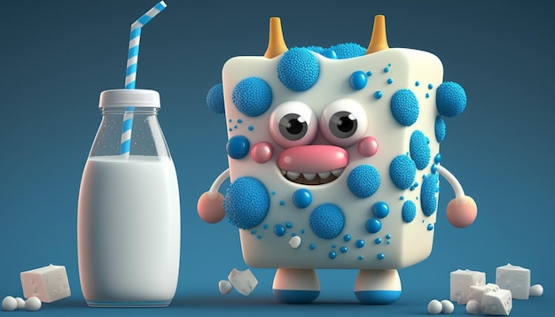 3D Happy Milk stripfiguur