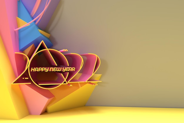 3D Happy New Year 2021 tekst typografie Design Banner Poster, 3D Render illustratie ontwerp.