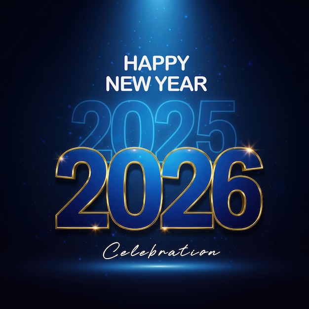 3d Счастливого Нового года 2026 Красочное празднование Неоновый дизайн Поздравление Социальные сети Пост Фон