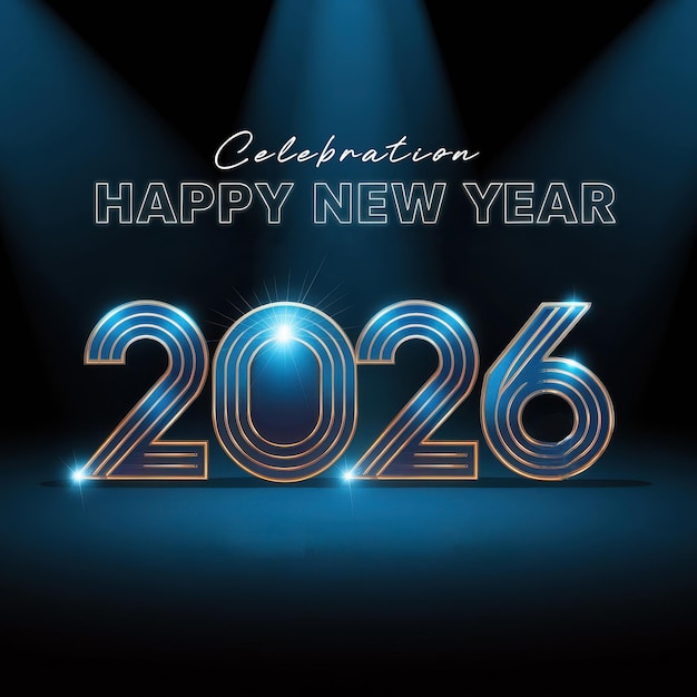 3d Счастливого Нового года 2026 Красочное празднование Неоновый дизайн Поздравление Социальные сети Пост Фон