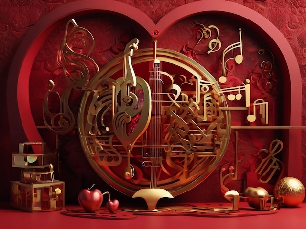 3D hart en andere symbolen en Valetine Poster